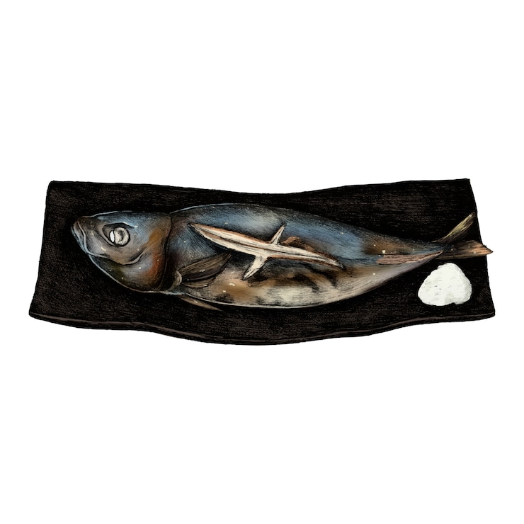 Vettore illustrazione del piatto di pesce giapponese