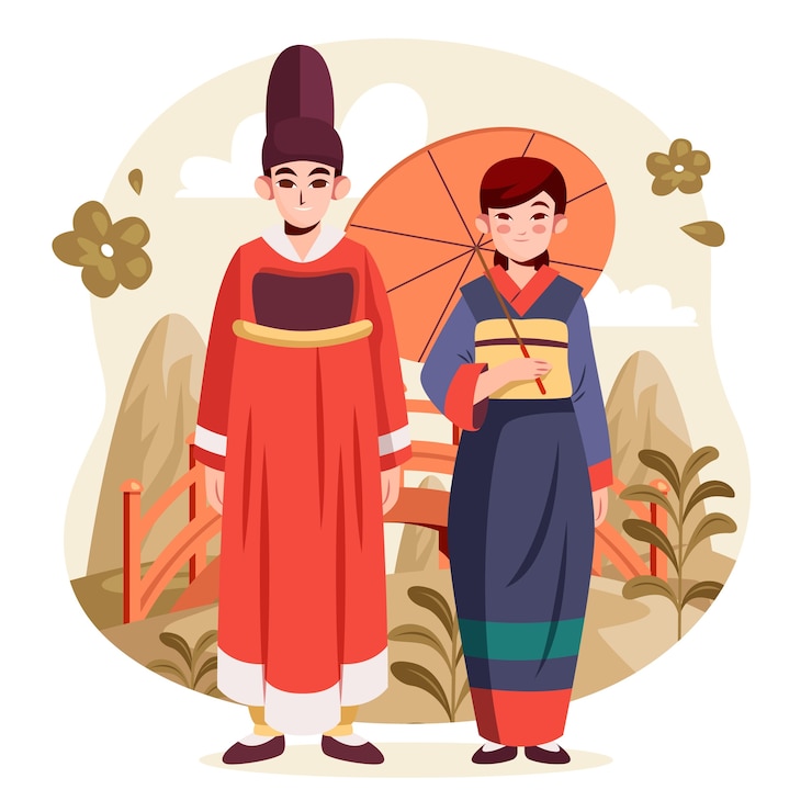 Vettore illustrazione del popolo coreano disegnata a mano