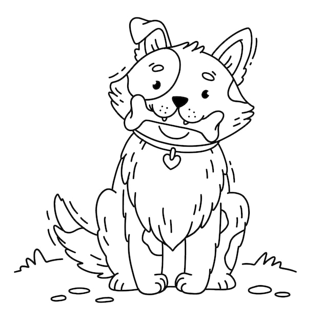 Illustrazione del profilo del cane disegnato a mano