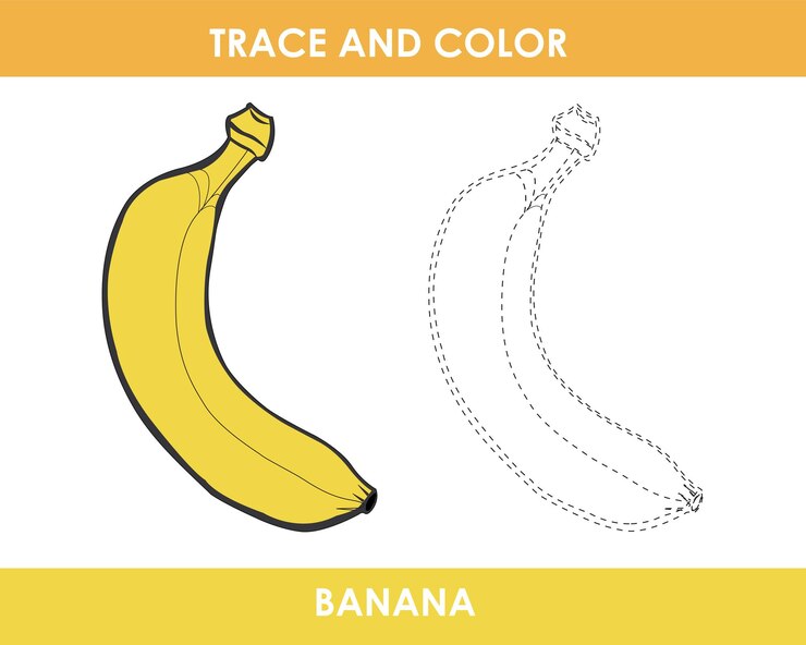 Vettore illustrazione del profilo della banana disegnata a mano traccia e colore