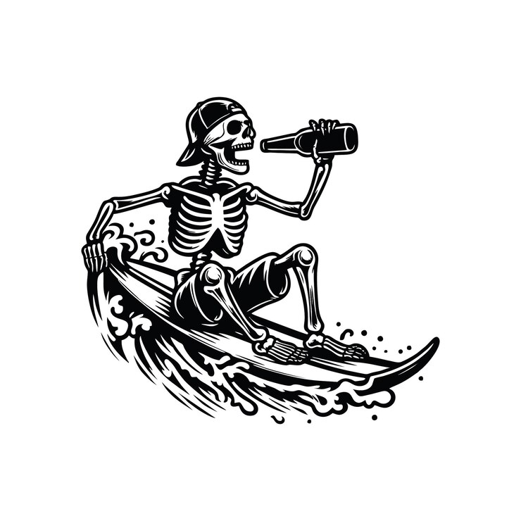 Illustrazione del progetto di bevanda Skull Surfing