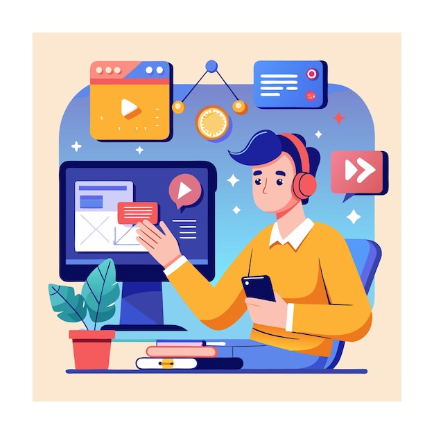 Illustrazione del progetto piatto di supporto al cliente
