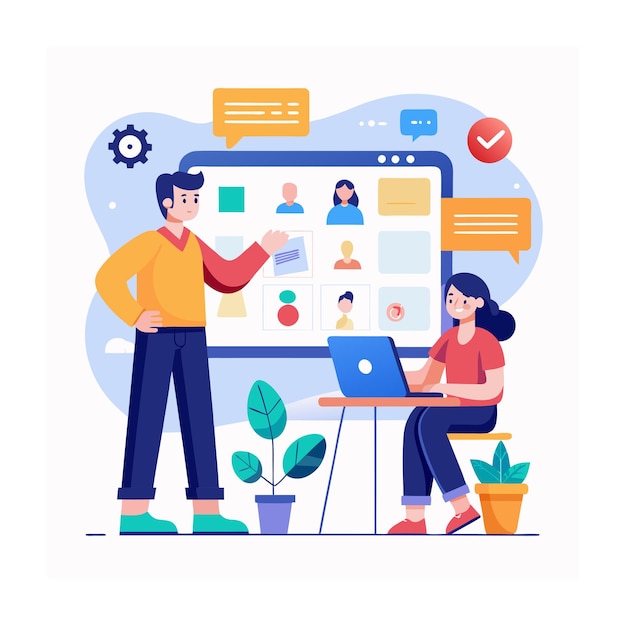 Illustrazione del progetto piatto di supporto al cliente