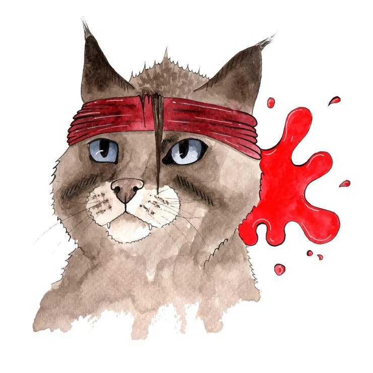 Vettore illustrazione del ritratto del gatto beige dell'acquerello