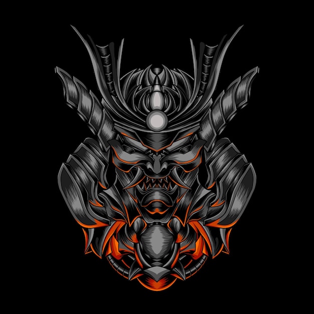 Illustrazione del robot samurai diavolo scuro