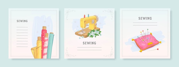 Illustrazione del set di carte da cucito