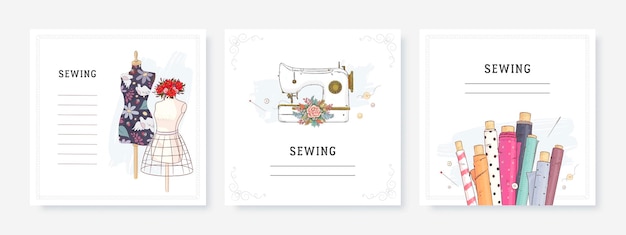 Illustrazione del set di carte da cucito
