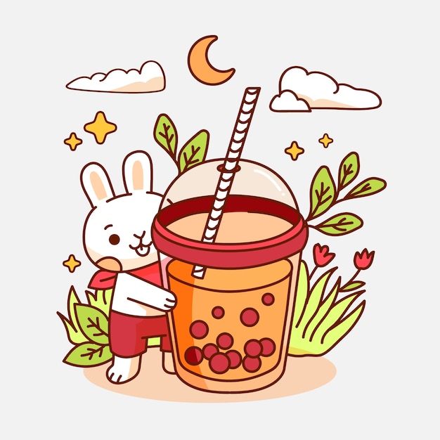 Illustrazione del tè a bolle disegnata a mano