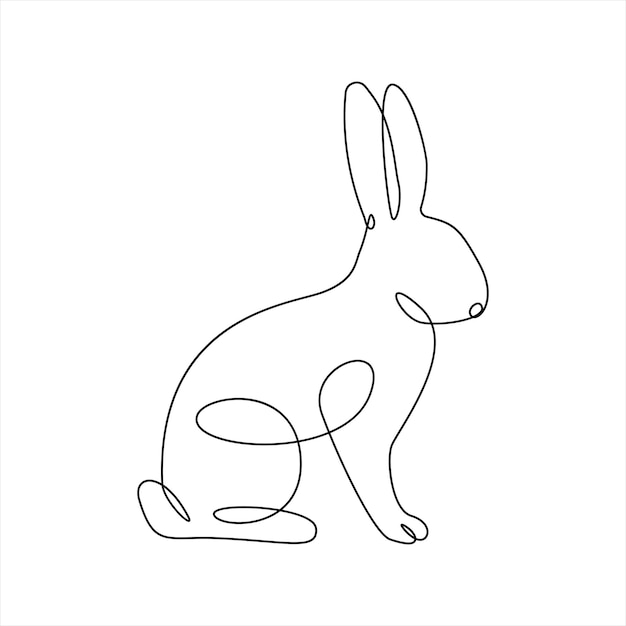 Illustrazione del tratto modificabile del vettore di schizzo del disegno di contorno del disegno a linea singola continua del coniglio