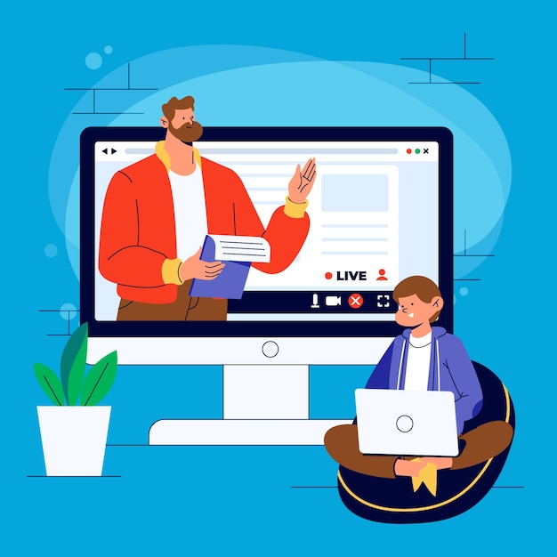Illustrazione del tutor online disegnata a mano