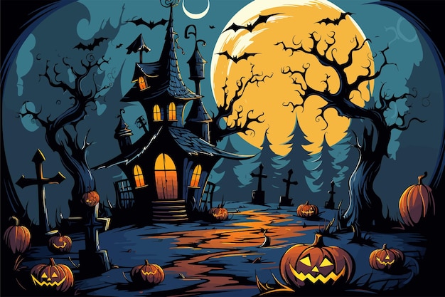 Illustrazione del vettore del fumetto di saluto di Halloween