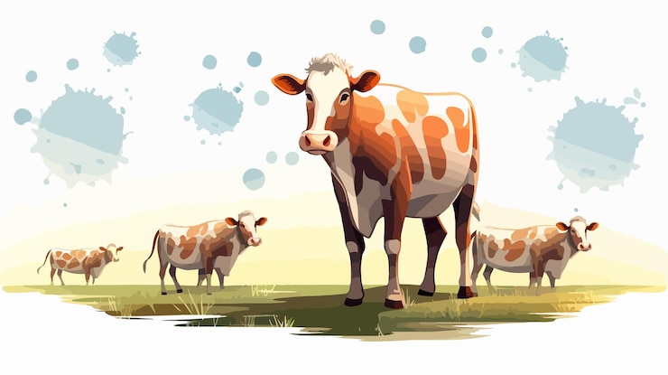 Vettore illustrazione del virus dell'influenza bovina raster