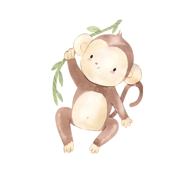 Illustrazione dell'acquerello della scimmia per i bambini