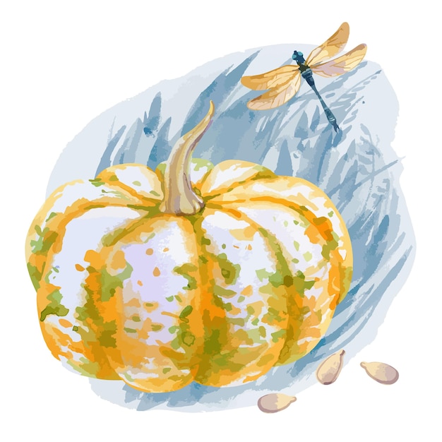 Illustrazione dell'acquerello di vettore della zucca