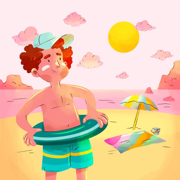 Illustrazione dell'acquerello per la stagione estiva