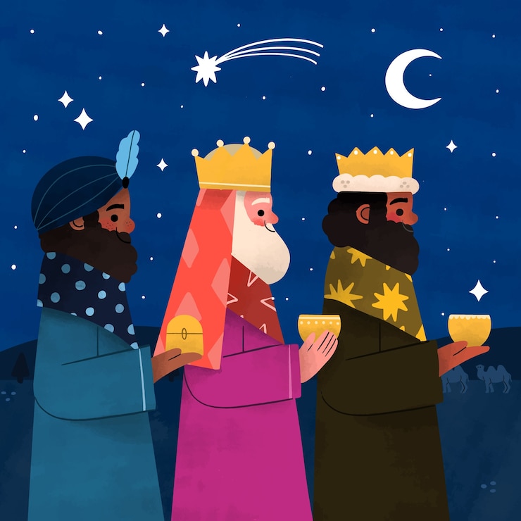 Vettore illustrazione dell'acquerello reyes magos