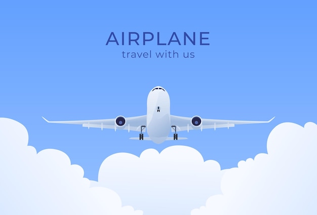 Illustrazione dell'aeroplano sopra le nuvole