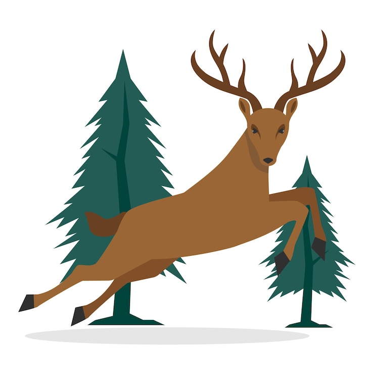 Vettore illustrazione dell'albero di natale delle renne