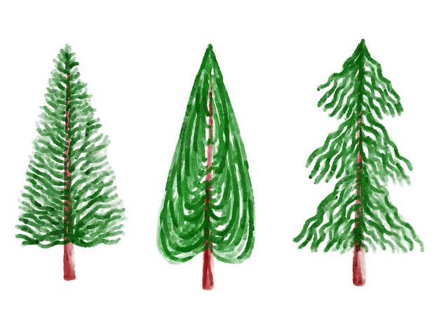 Illustrazione dell'albero di pino dell'acquerello di Natale