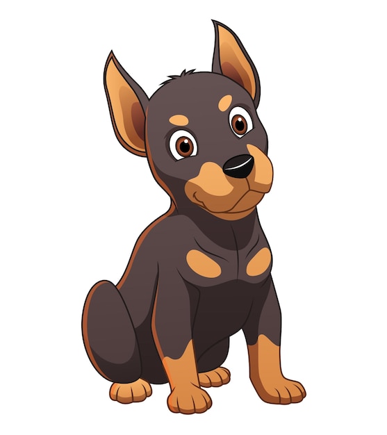Illustrazione dell'animale del fumetto del piccolo cane Doberman