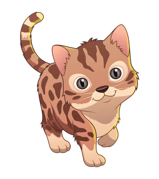Illustrazione dell'animale del fumetto del piccolo gatto del Bengala