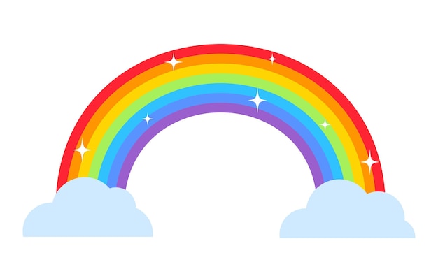 Illustrazione dell'arcobaleno con le nuvole