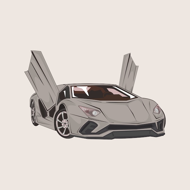 Illustrazione dell'automobile sportiva con le porte aperte