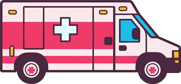 illustrazione dell'icona del fumetto dell'ambulanza illustrazione di sfondo bianco stile vettoriale flipart minimo