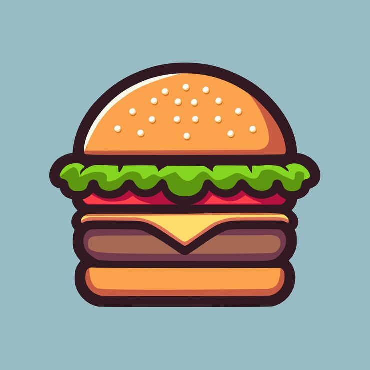 Illustrazione dell'icona del hamburger in stile cartone animato