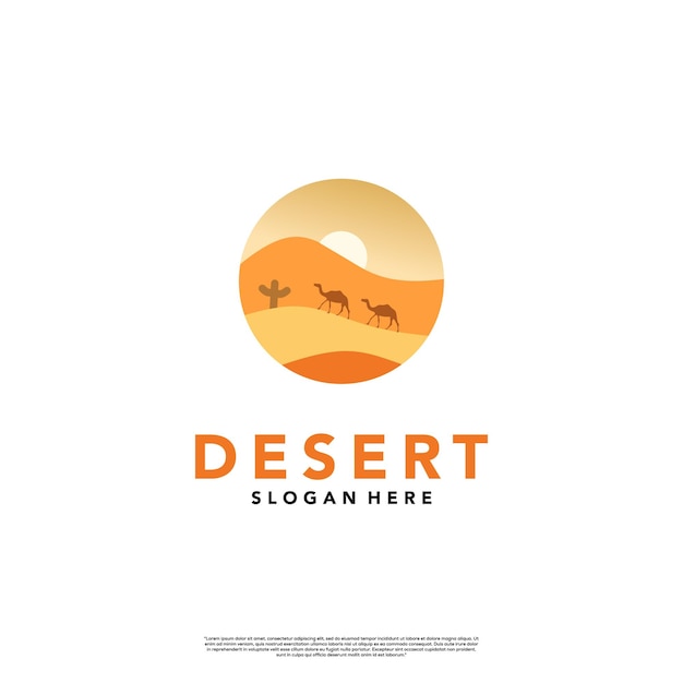 Illustrazione dell'icona del vettore del logo del deserto elemento grafico moderno su sfondo isolato disegno del logo del cammello