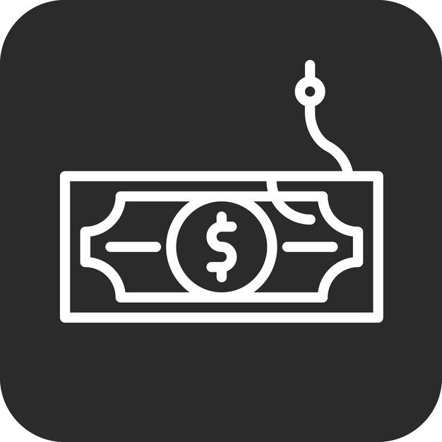 Illustrazione dell'icona del vettore di phishing di valuta dell'icono di sicurezza informatica
