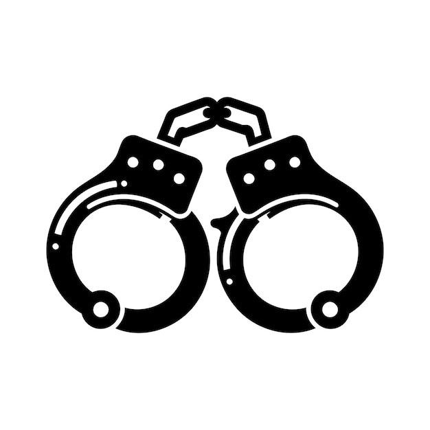 Illustrazione dell'icona delle manette della silhouette del vettore del crimine delle manette