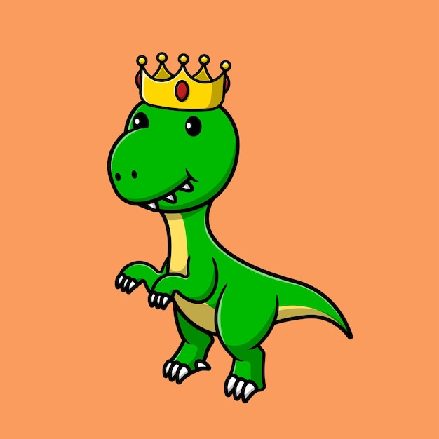 Illustrazione dell'icona di vettore del fumetto Re Dino carino