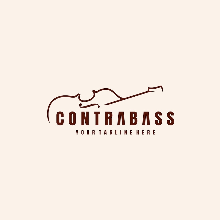 Vettore illustrazione dell'icona di vettore del logo del contrabbasso vettore premium