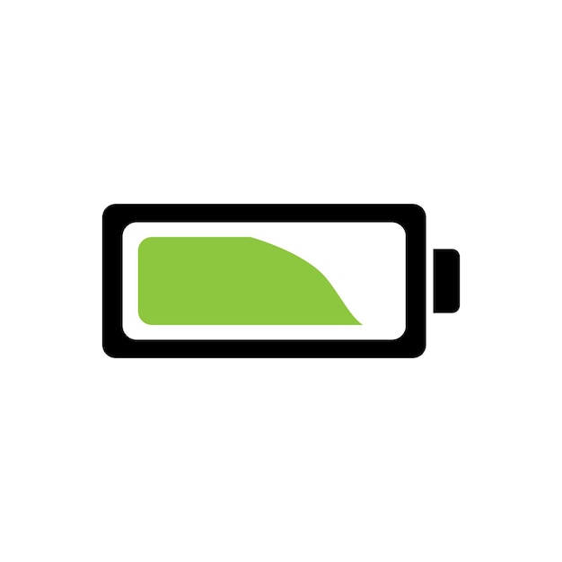 Illustrazione dell'icona vettoriale del logo della batteria verde eco in piano