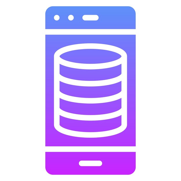 Illustrazione dell'icona vettoriale della base di dati degli smartphone dell'iconico di Web Hosting