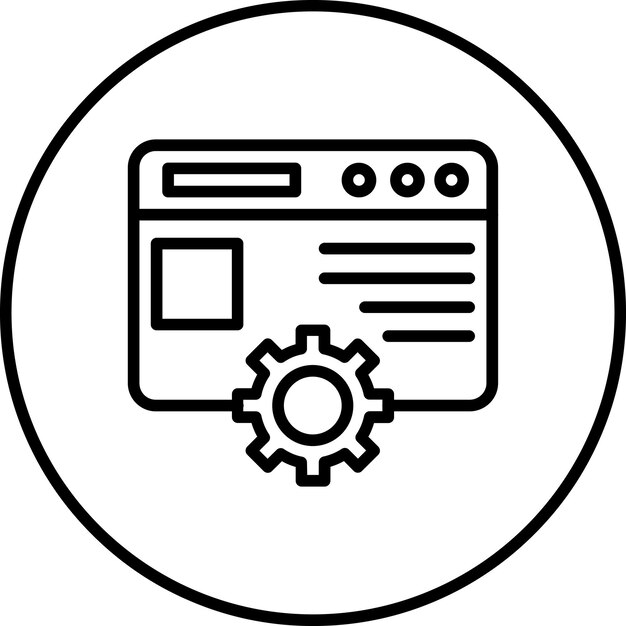 Illustrazione dell'icona vettoriale delle impostazioni del sito web delle icone SEO e SEM