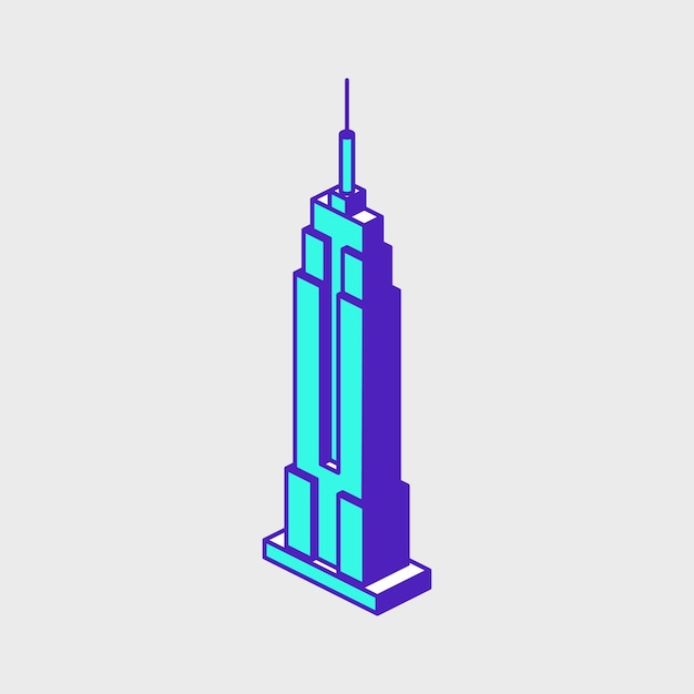 Illustrazione dell'icona vettoriale isometrica dell'Empire state Building