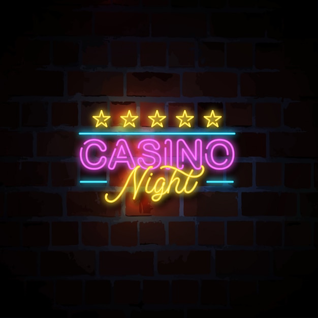 illustrazione dell'insegna al neon di notte del casinò