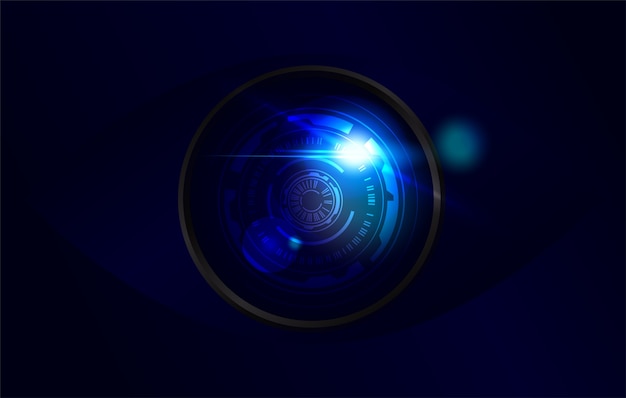 Illustrazione dell'obiettivo della telecamera di sorveglianza ad alta tecnologia con bagliore