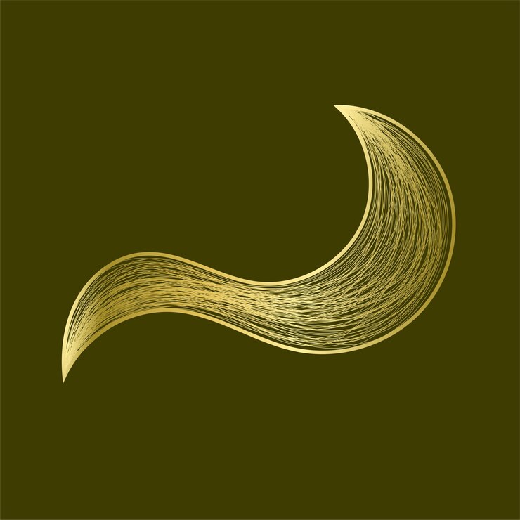 Vettore illustrazione dell'oggetto vettoriale dell'effetto di linee ondulate dorate isolato su sfondo di colore marrone scuro