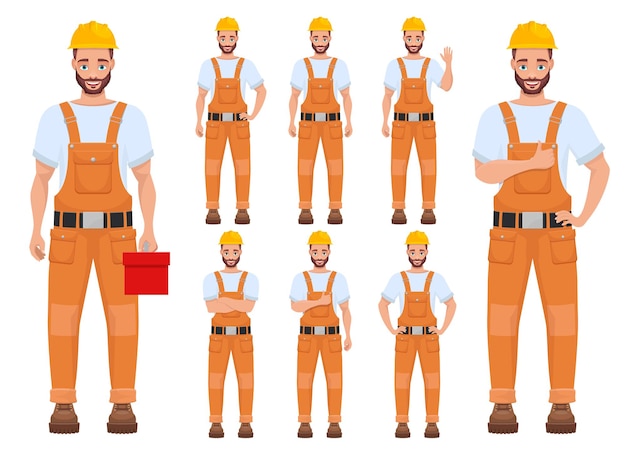 Illustrazione dell'operaio dell'uomo isolata su bianco