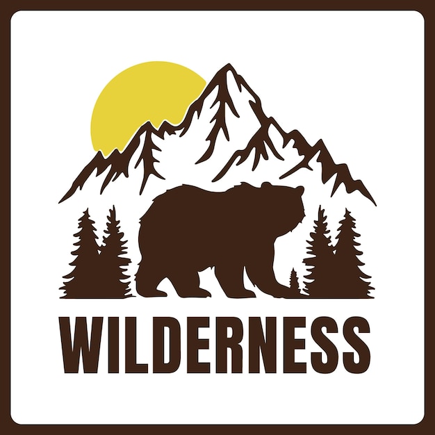 illustrazione dell'orso selvatico e della natura