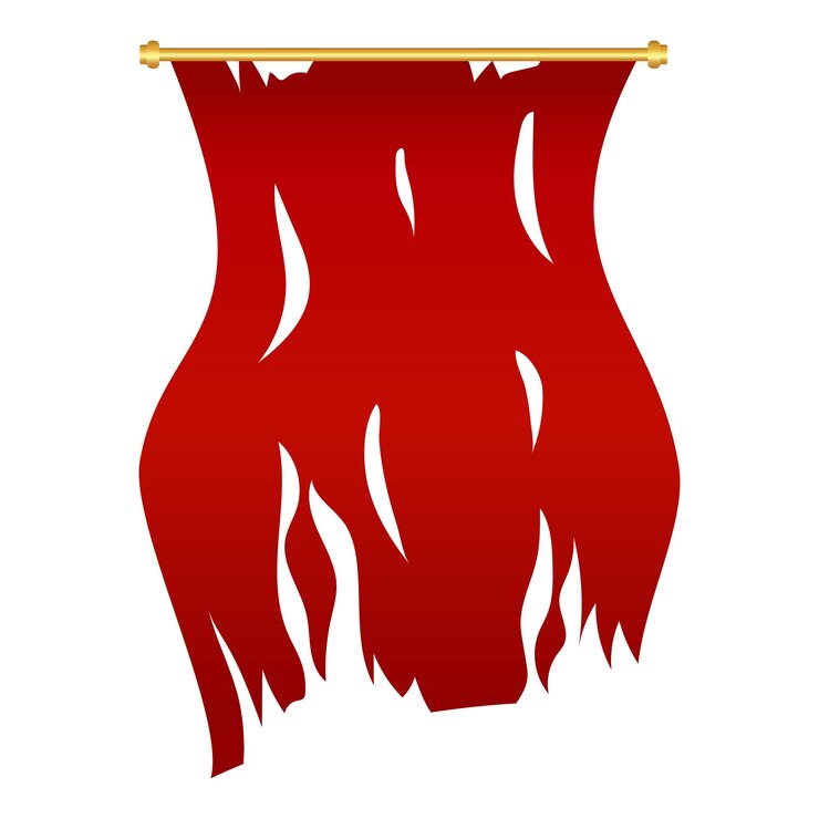 Vettore illustrazione della bandiera rossa danneggiata