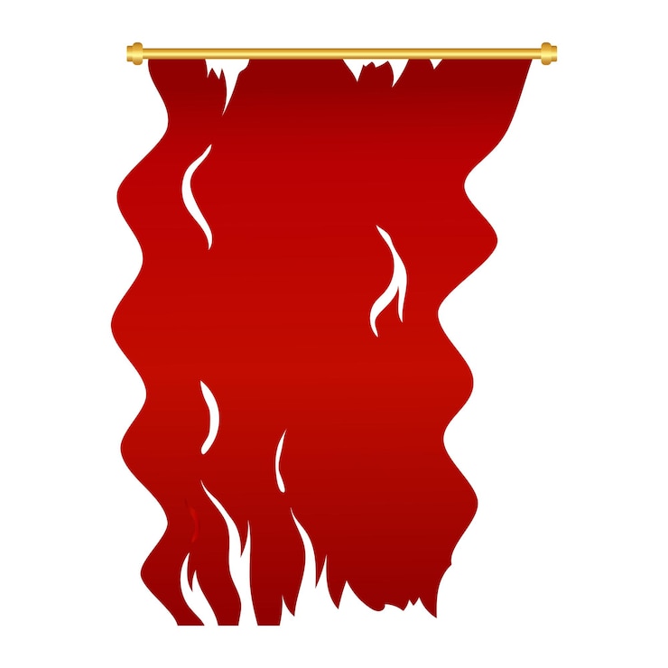 Vettore illustrazione della bandiera rossa danneggiata