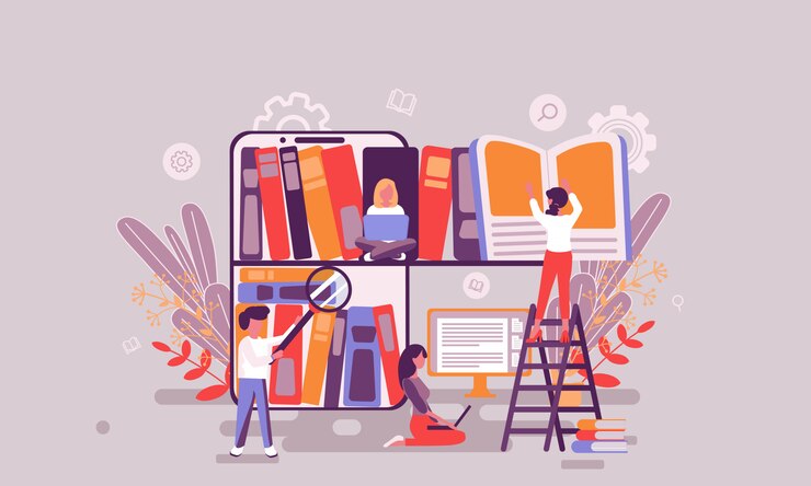 Vettore illustrazione della biblioteca del libro