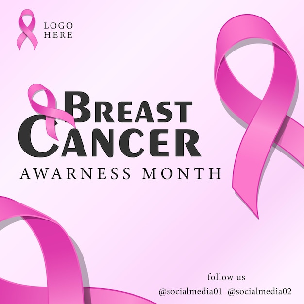 illustrazione della campagna del mese di sensibilizzazione sul cancro al seno per il supporto del poster del nastro rosa simbolo del nastro rosa