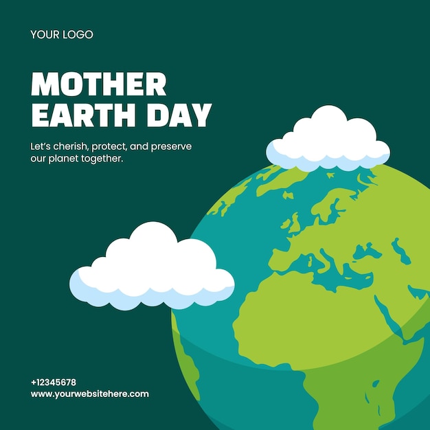 Illustrazione della campagna per la Giornata Mondiale della Terra su uno sfondo di cartone animato piatto