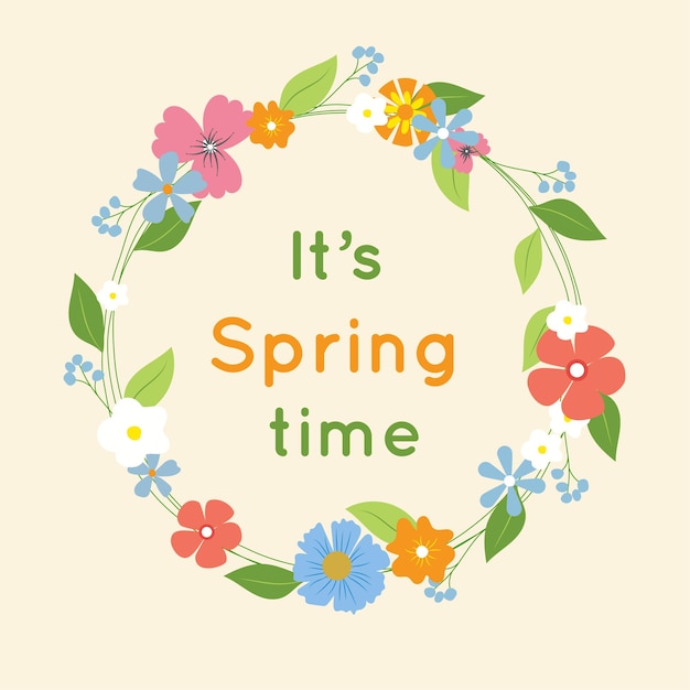 Illustrazione della citazione di ispirazione disegnata a mano di Spring Time