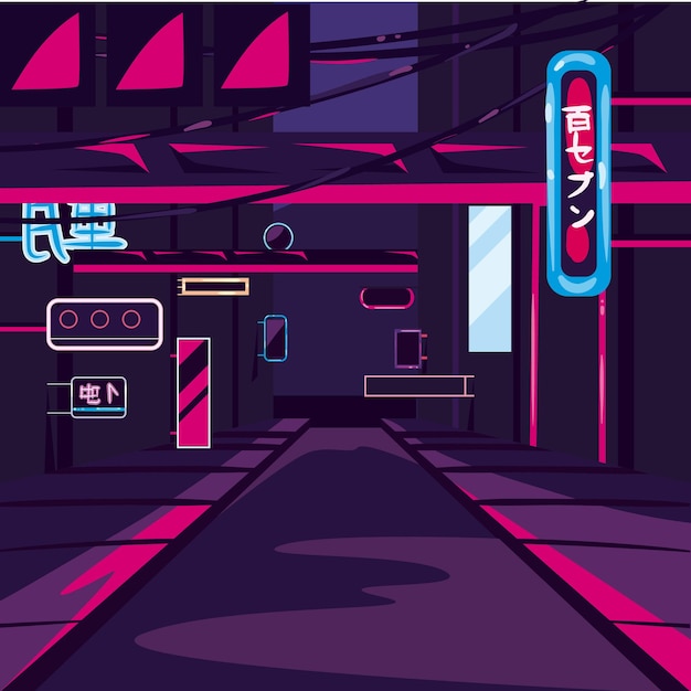 Illustrazione della città al neon